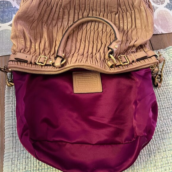 Coach F28541 Ruched Leather Tote – Camel with Bold Purple Interior | Luxe & Uniq - Picture 7 of 7